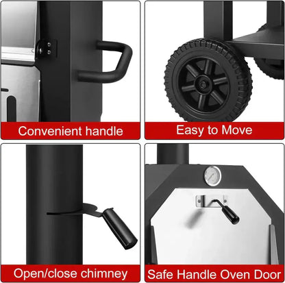 EDOSTORY Wood-Fired Outdoor Pizza Oven  Includes Stone Peel, Grill Rack, and Patio-Ready Design