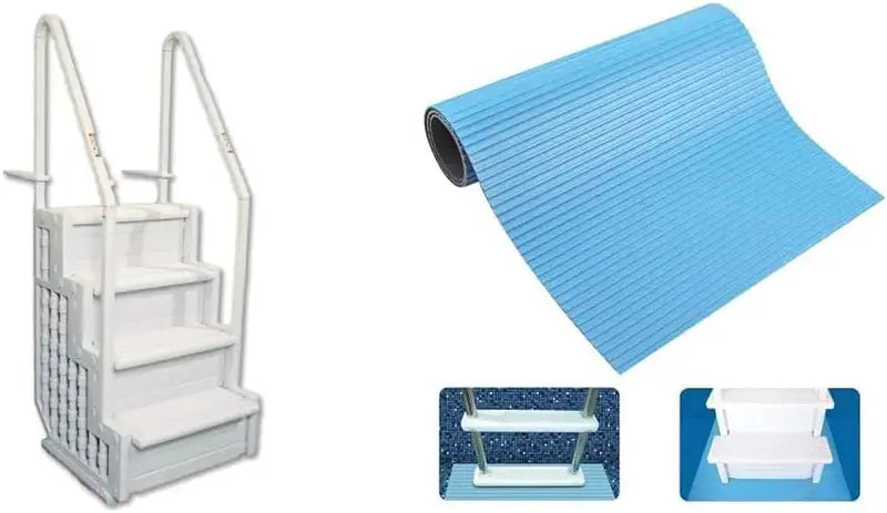 Easy Pool Above-Ground Swimming Pool Step  Deck-Mounted Entry Ladder with Safety Rails