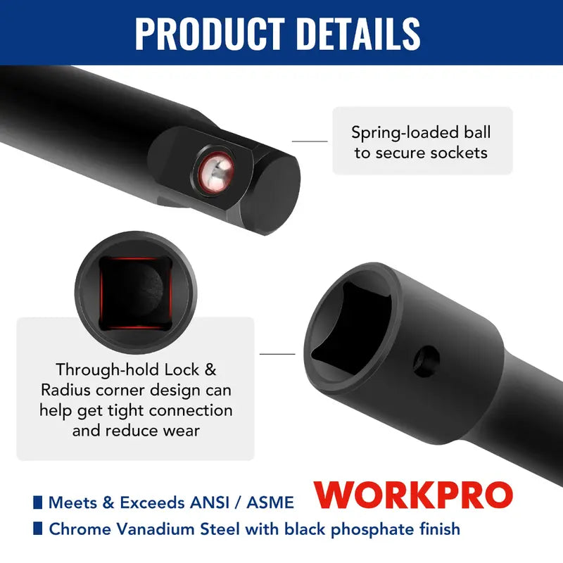 WORKPRO 18-Piece Drive Tool Accessory Collection  Universal Bits, Adapters & Extensions