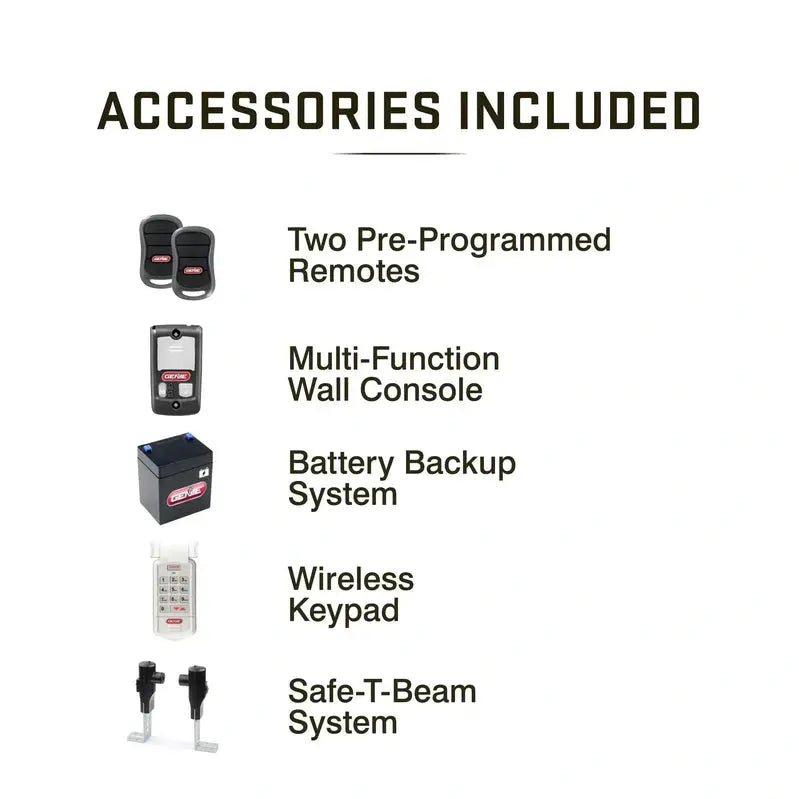 Heavy-Duty Chain-Drive Garage Door Opener  3/4 HP with Battery Backup & Quiet Operation