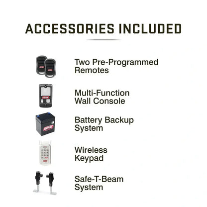 Heavy-Duty Chain-Drive Garage Door Opener  3/4 HP with Battery Backup & Quiet Operation