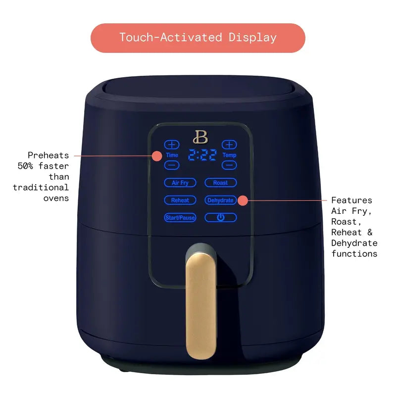 Drew Barrymore Starry Night Air Fryer  6-Quart TurboCrisp Model with Touchscreen Controls & Blue Accents