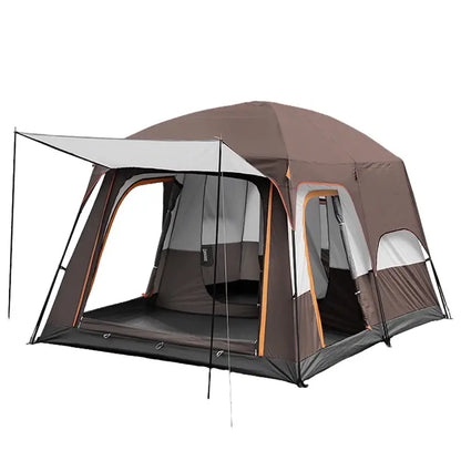 KFeng 12-Person 2-Room Camping Tent  Brown Heavy-Duty Outdoor Shelter with Mesh Ventilation