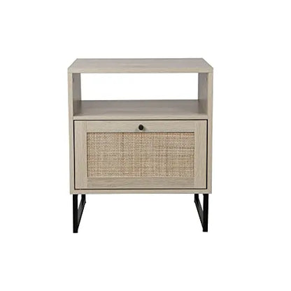 Nathan James Mina Side, End Table Wood Finish   Matte Accents with Storage