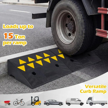 Dual-Pack Rubber Curb Ramp  Driveway Threshold Ramps with 5-Inch and 6.3-Inch Height Options