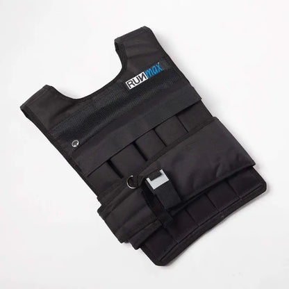 RUNmax Adjustable Weighted Vest 150LBS with Shoulder Pads, Black Nylon, Unisex Fitness Training