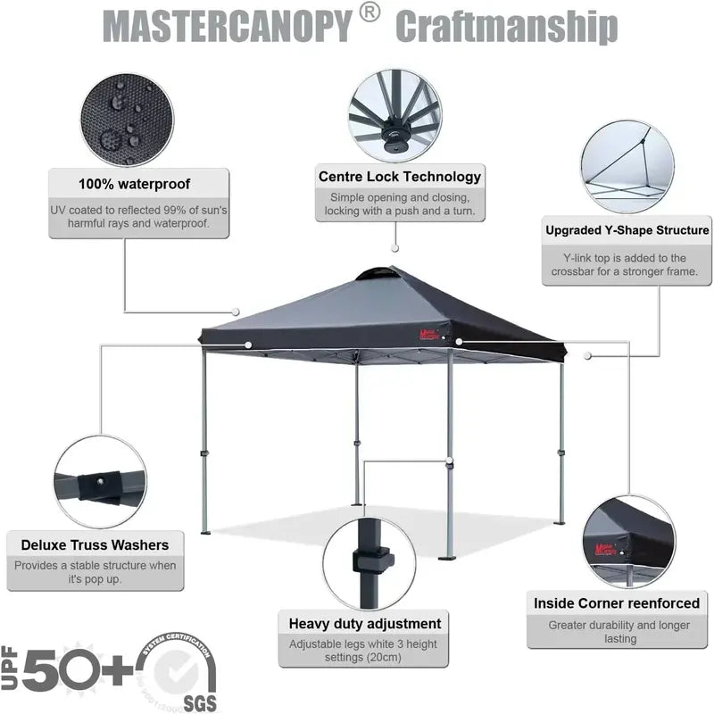 10×10 Black Pop-Up Canopy Tent  Durable Instant Shelter with Roller Bag for Transport