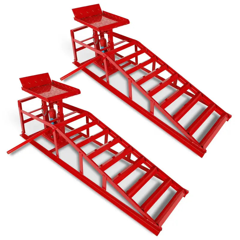 Confote 5-Ton Hydraulic Car Ramps  10,000-LB Capacity Portable Lift Ramps for Trucks & Vehicles (Red)