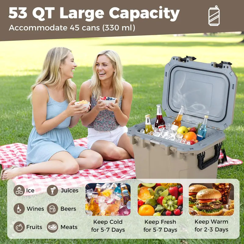 53-Quart Ultra-Lightweight Injection-Molded Cooler with Ergonomic Handles & Bottle Opener