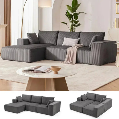 108-Inch Modern Cloud Sectional Sofa  Deep-Seated L-Shaped Design with Plush Upholstery