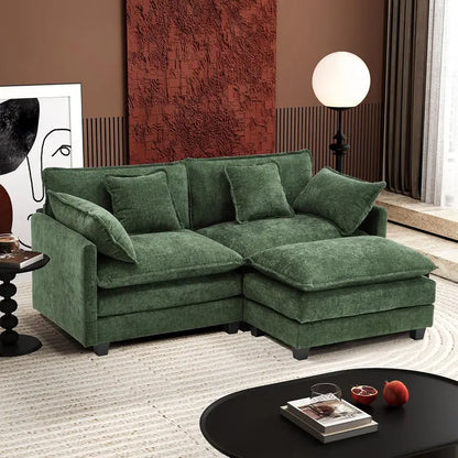 111.4-Inch L-Shaped Modular Cloud Sofa  Chenille 4-Seater with Ottoman & Deep Seat Design