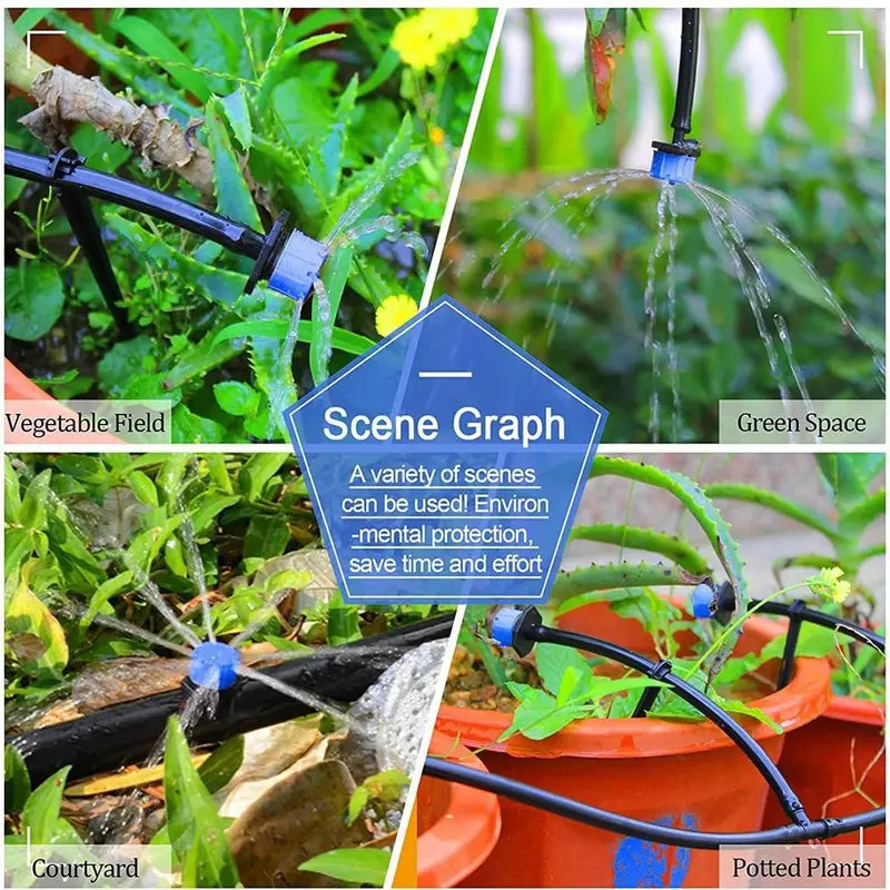 Ruibeauty 50Pcs 1/4inch Adjustable Drip Irrigation Parts, Irrigation Drippers Sprinklers for Drip Irrigation System