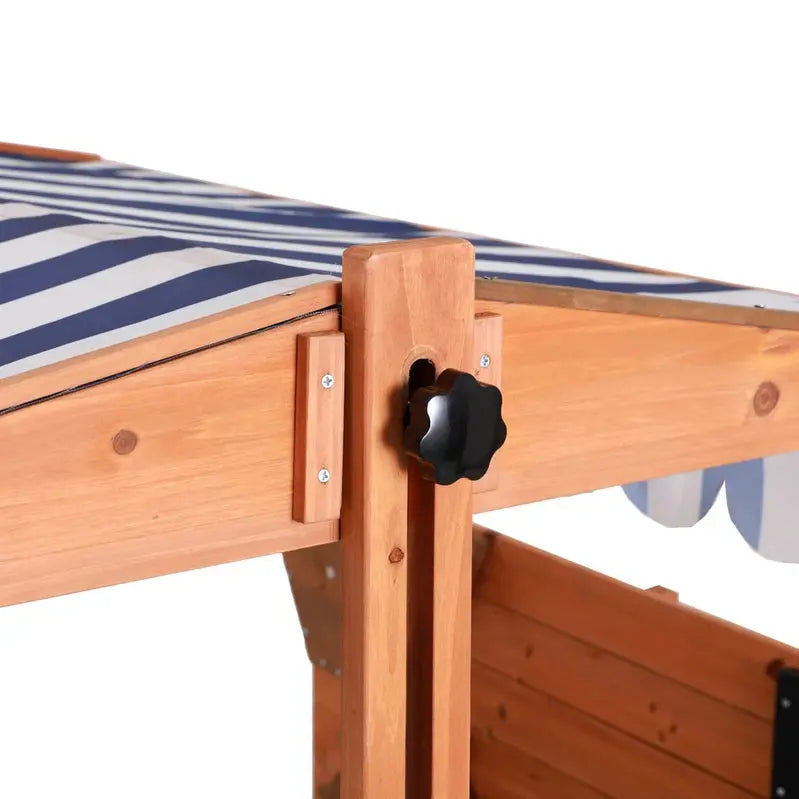 Keezi Adjustable Wooden Sandpit for Kids with Canopy and Cover