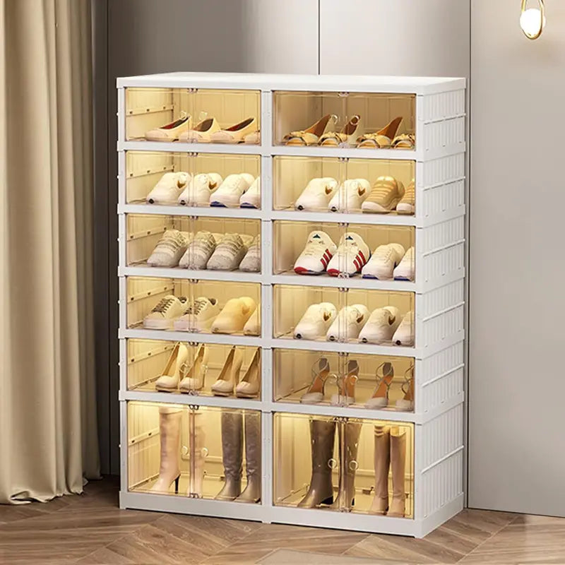 9-Tier Foldable Shoe Rack  36-Pair Double-Stack Storage Cabinet with Doors