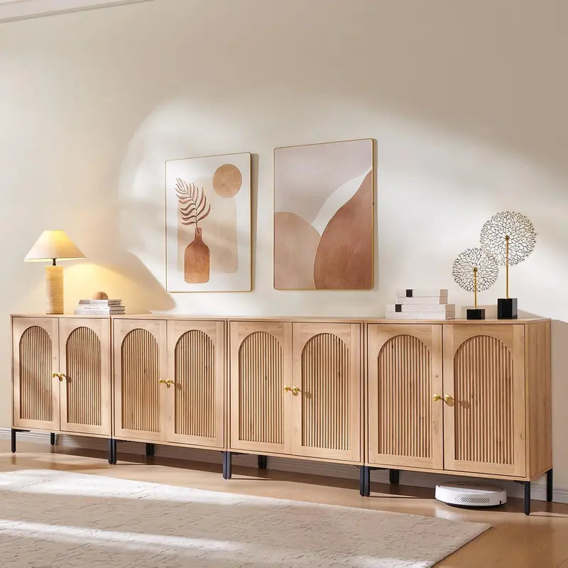IFGET Fluted Arched Sideboard  92.6-Inch Wide Modern Farmhouse Buffet Cabinet