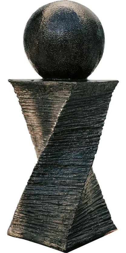 XBrand Zen Ball Indoor/Outdoor Water Fountain  30-Inch Black Swirl Sphere Sculpture