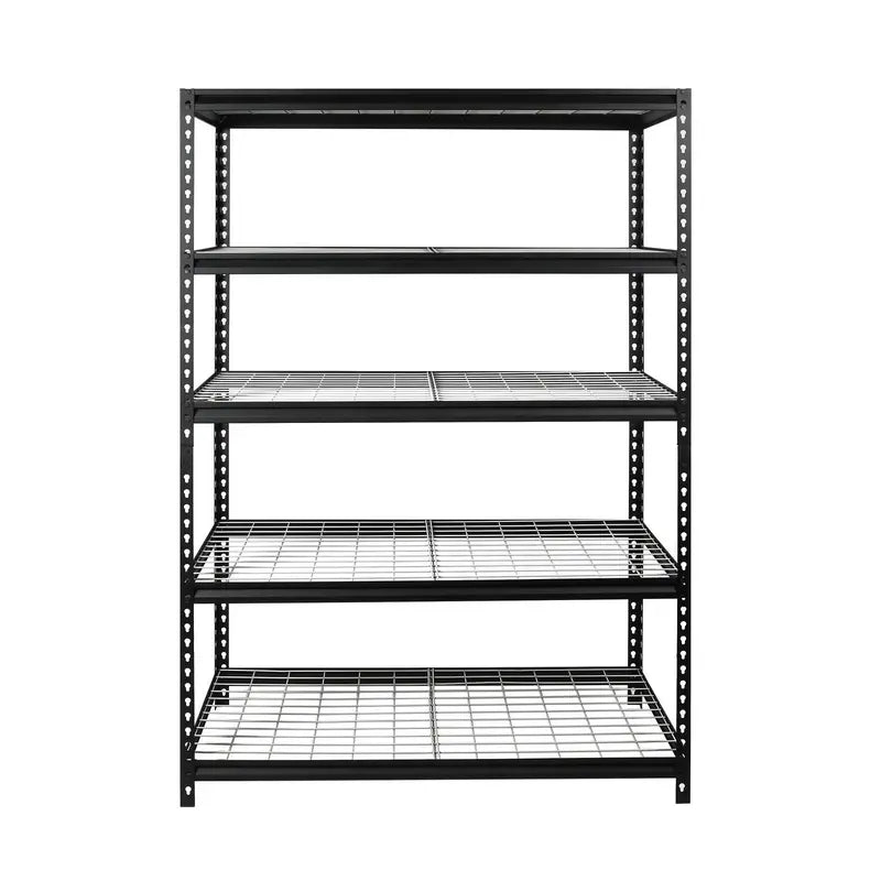 WORKPRO 5-Shelf Freestanding Storage Shelves, Heavy-Duty Steel, Black/Silver, 48″x24″x72″