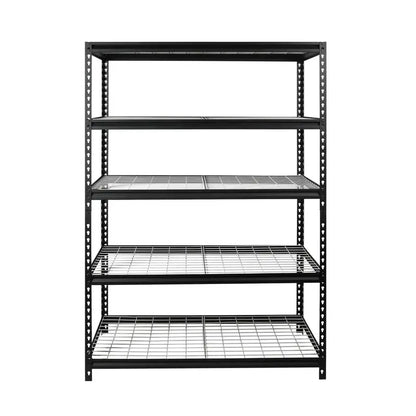 WORKPRO 5-Shelf Freestanding Storage Shelves, Heavy-Duty Steel, Black/Silver, 48″x24″x72″