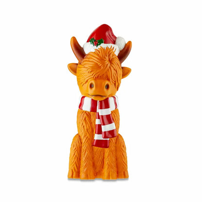 24″ Light-Up Highland Cow with Santa Hat  Outdoor Christmas Decoration