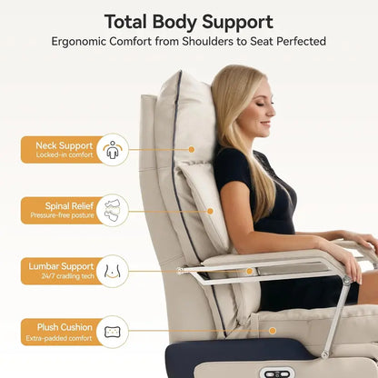 M80 Dual-Motor Executive Office Chair  Big & Tall Recliner with Footrest, Beige Fabric, 420-Lb Capacity