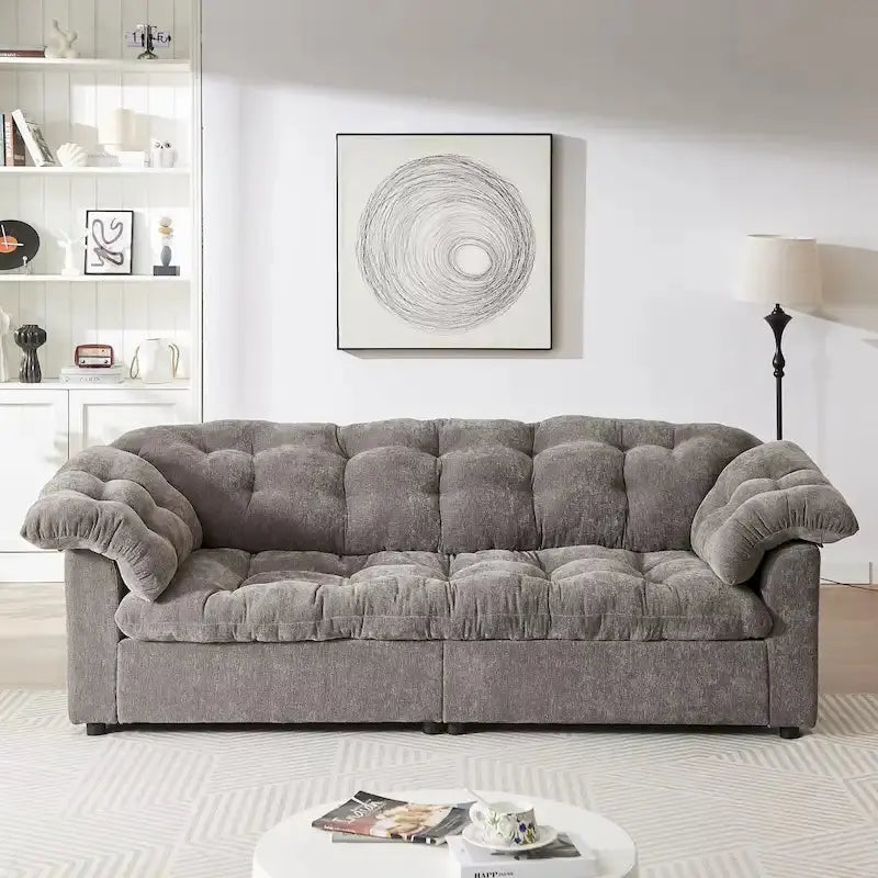 Chenille Deep-Seat Cloud Sofa — Plush Upholstered Comfort Sofa with Extra-Soft Backrest and Seat Cushions