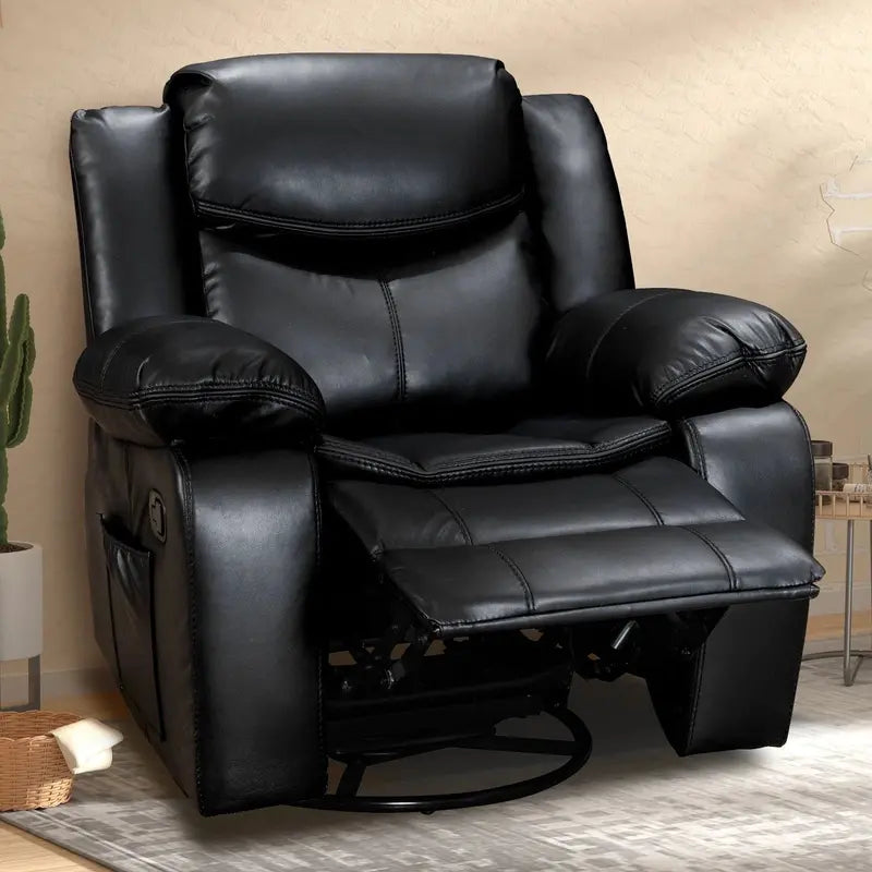 Wide-Seat Leather Recliner with Massage & Heating Functions  Premium Comfort Lounge Chair