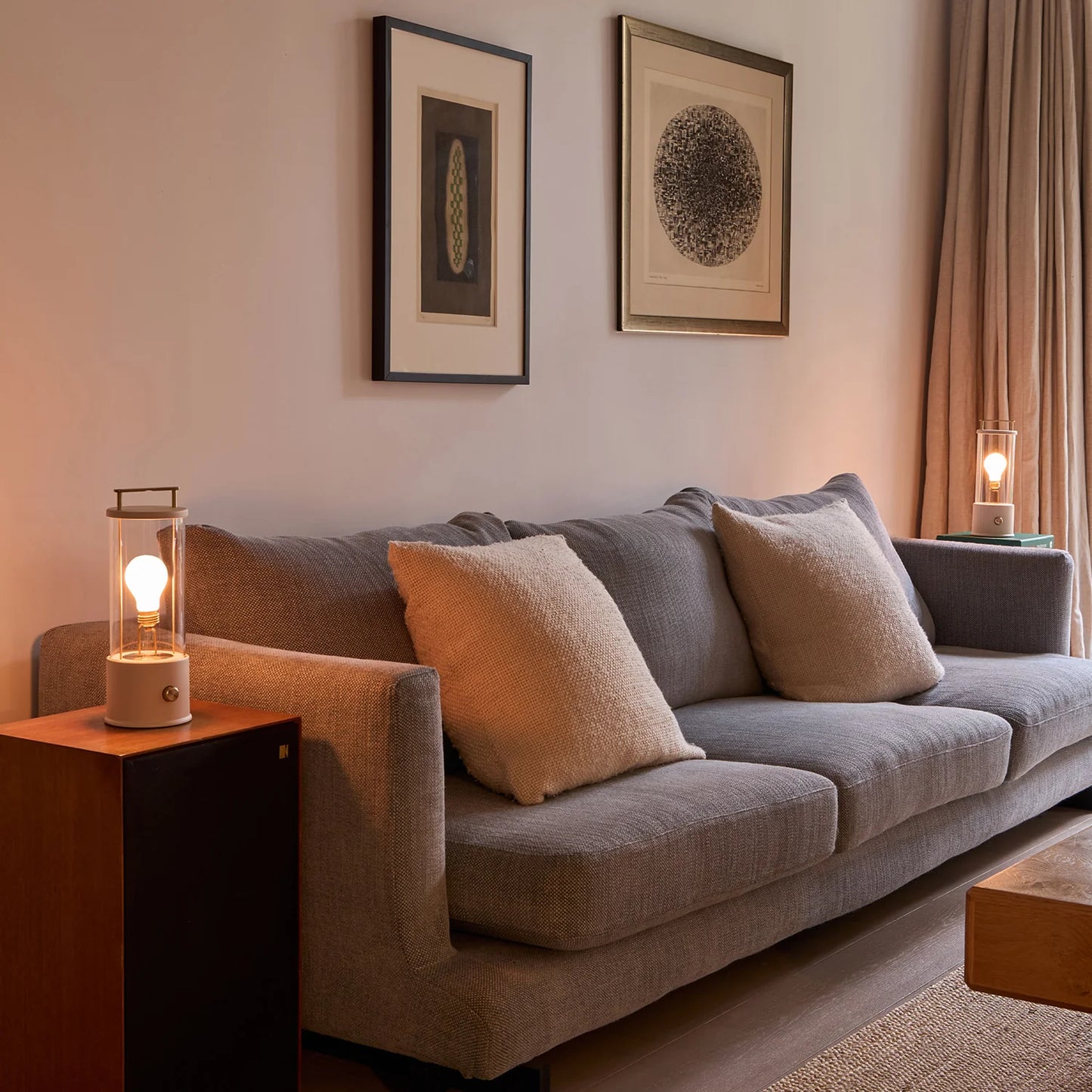 The Muse 2.0 Portable Lamp in Setting Plaster Pink