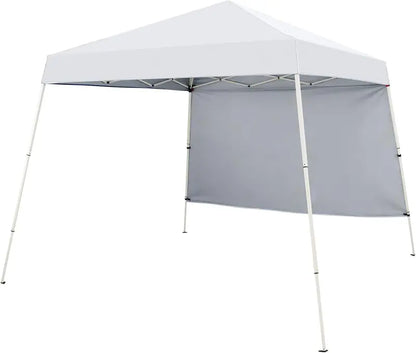 8′ x 8′ Pop-Up Canopy Tent with One Zippered Sidewall for Outdoor Use