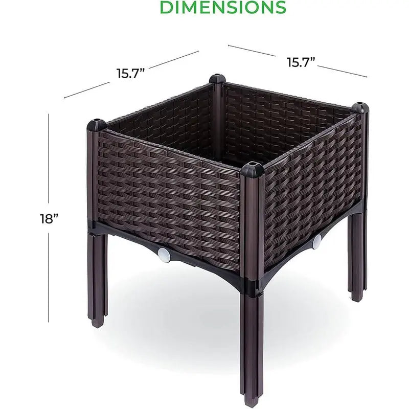 BACKYARD EXPRESSIONS PATIO · HOME · GARDEN Backyard Expressions 16 in. x 16 in. x 18 in. Resin Wicker Elevated Garden Bed 911216