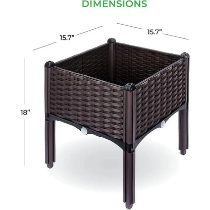 BACKYARD EXPRESSIONS PATIO · HOME · GARDEN Backyard Expressions 16 in. x 16 in. x 18 in. Resin Wicker Elevated Garden Bed 911216