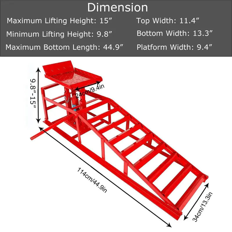 Confote 5-Ton Hydraulic Car Ramps  10,000-LB Capacity Portable Lift Ramps for Trucks & Vehicles (Red)