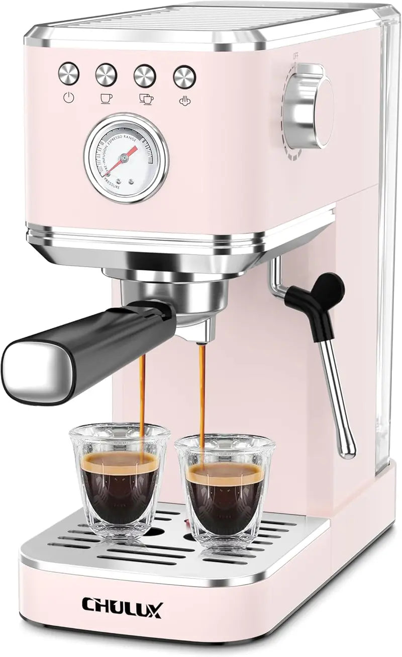 CHULUX Slim 20-Bar Espresso Machine with Automatic Milk Frother  Compact Italian-Style Coffee Maker