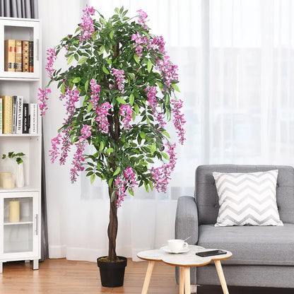 6-Foot Fake Wisteria Tree  Realistic Artificial Greenery in Nursery Pot for Home Decor