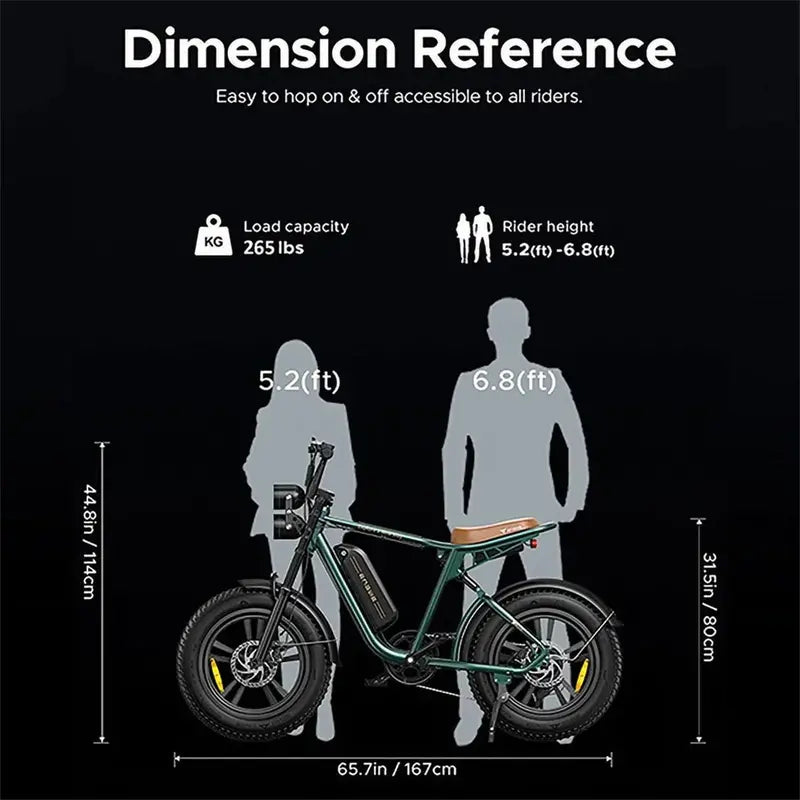 AKEZ Retro-Style 1000W Electric Bike  28 mph Top Speed, 94-Mile Range, 20″×4.0″ Fat Tires, Full Suspension, UL Certified Safety
