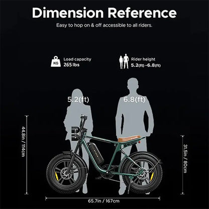 AKEZ Retro-Style 1000W Electric Bike  28 mph Top Speed, 94-Mile Range, 20″×4.0″ Fat Tires, Full Suspension, UL Certified Safety