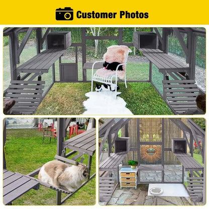 Morgete Luxury Outdoor Cat House: Spacious 56.54ft² Enclosure with Platforms & Weatherproof Cover