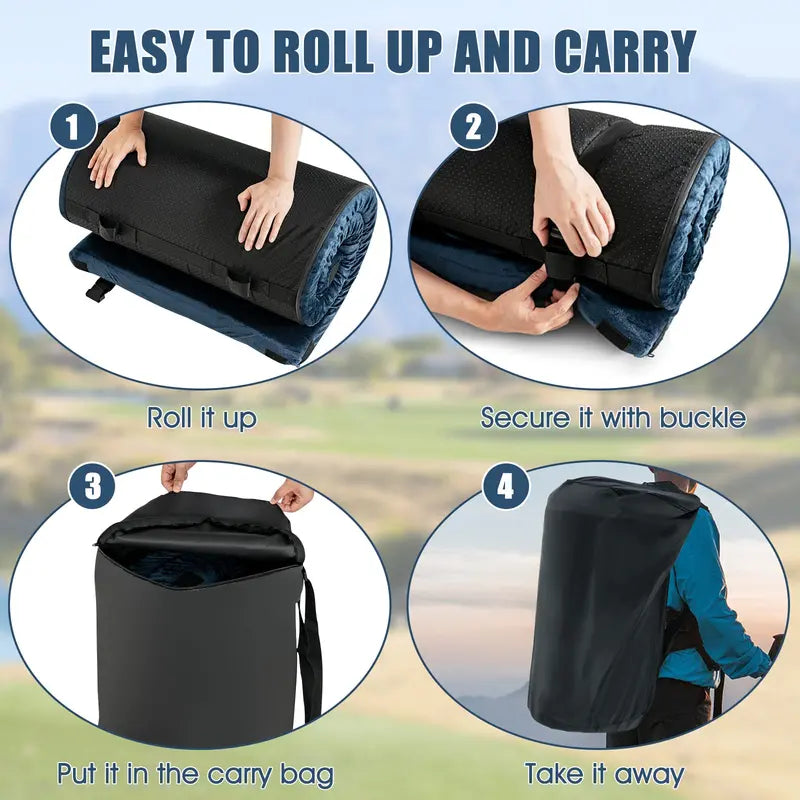 Waterproof Memory Foam Camping Mat  Roll-Up Floor Mattress with Carry Bag for Travel or Outdoors