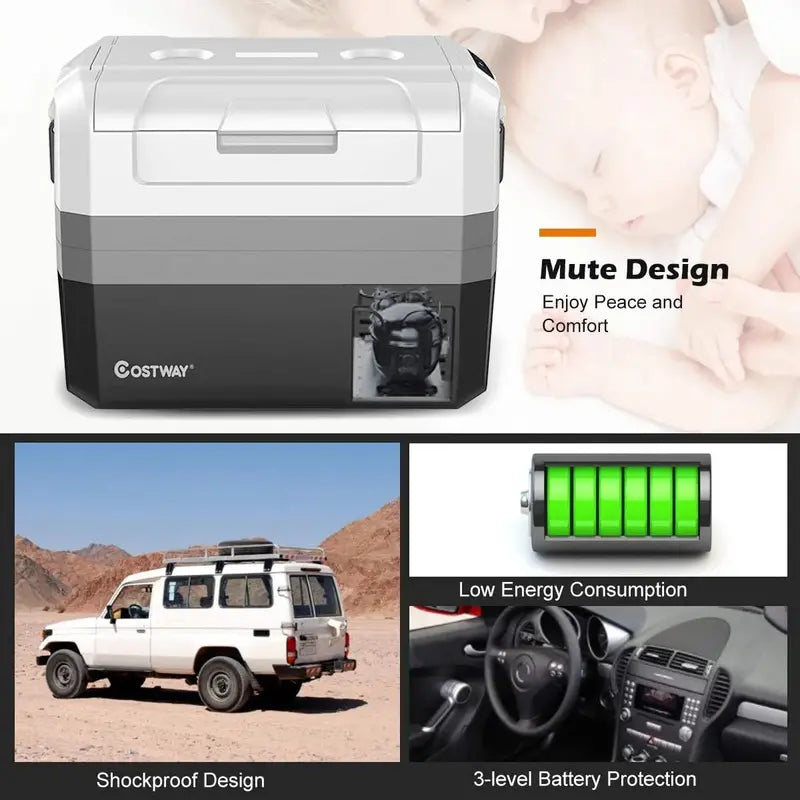 58-Quart Dual-Zone Portable Fridge Freezer — -14.8°C to 50°C, Two-Way Door, RV & Outdoor-Ready Compressor Cooler