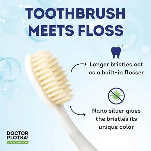 MOUTHWATCHERS Dr. Plotka’s Extra Soft Flossing Toothbrush for Sensitive Teeth & Gums  2 Pack, Multi-Color
