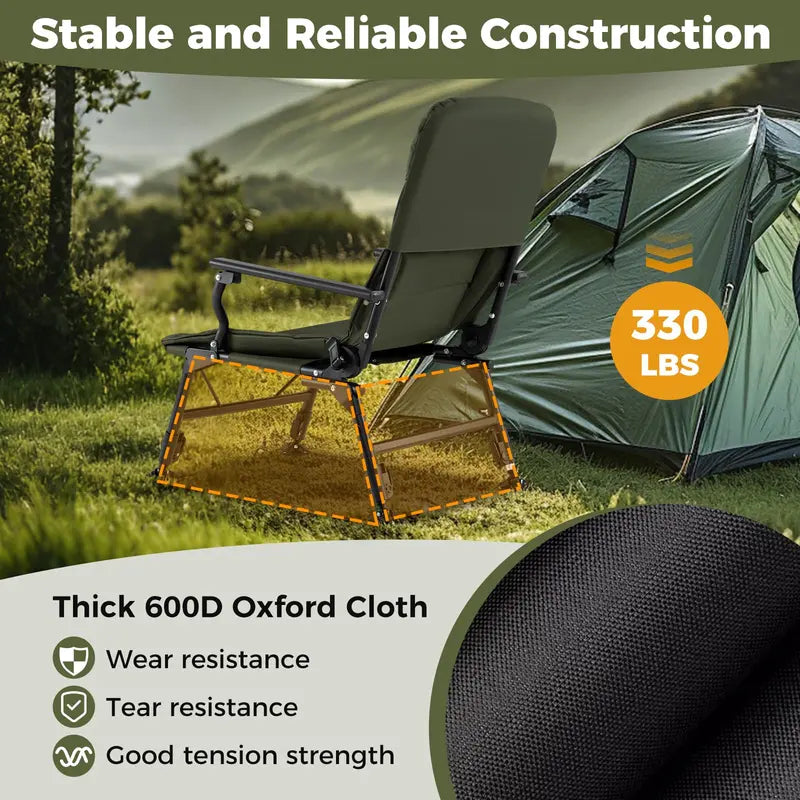 All-Terrain High-Back Camping Chair with Padded Support and Rugged Frame
