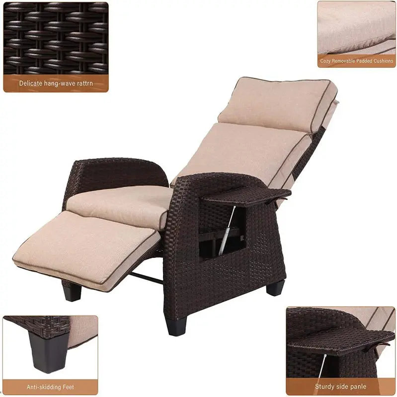 All-Weather Outdoor Recliner Chair  Weatherproof Construction for Patio or Deck Use