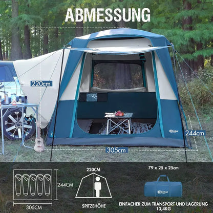 Portal 5-Person SUV Tent with Integrated Porch — Water-Resistant, Windproof Trunk Camp Tent