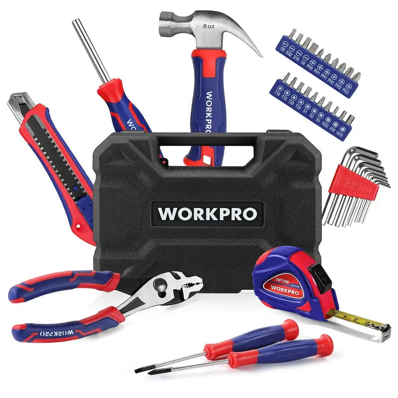 WORKPRO 35-Piece Blue or Pink Household Tool Kit  Includes Storage Toolbox and Pink Ribbon Branding