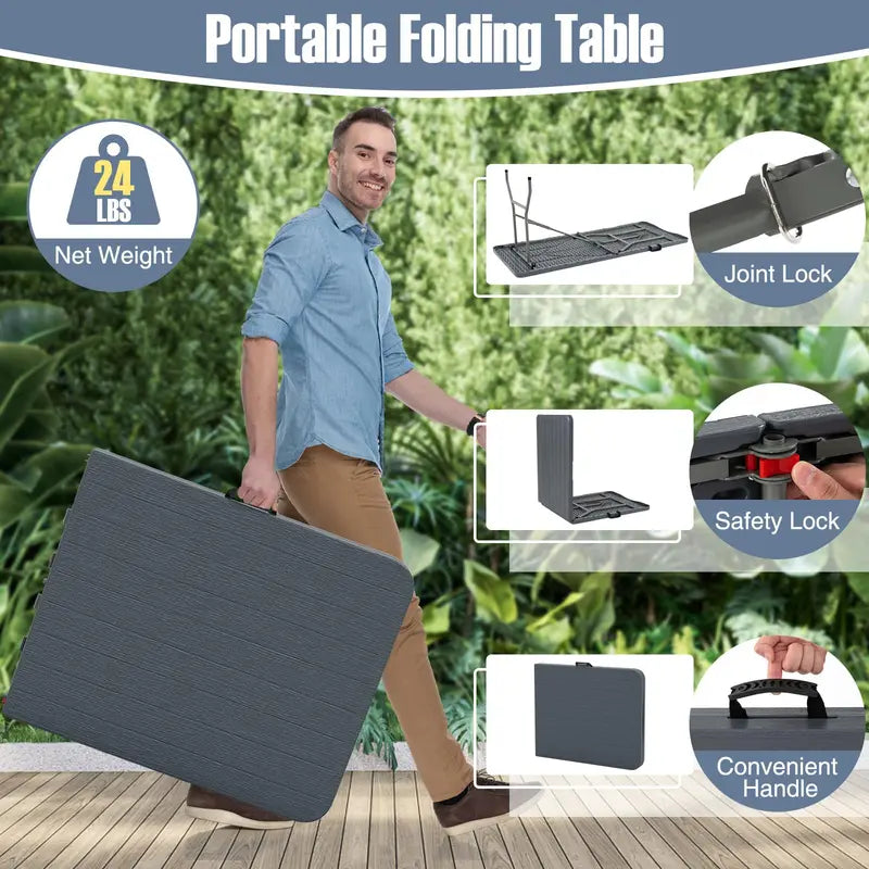 6-Foot All-Purpose Plastic Folding Table  350 lb Capacity, HDPE Top for Indoor & Outdoor Settings