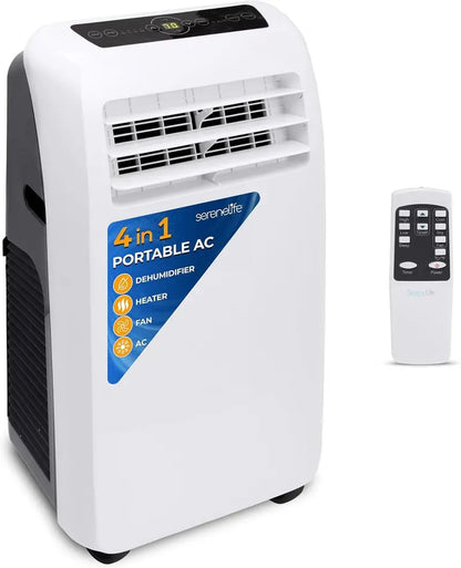 10,000 BTU Portable 4-in-1 AC Unit  Quiet Cooling, Heating, Dehumidifying, and Fan Modes with Remote & Timer