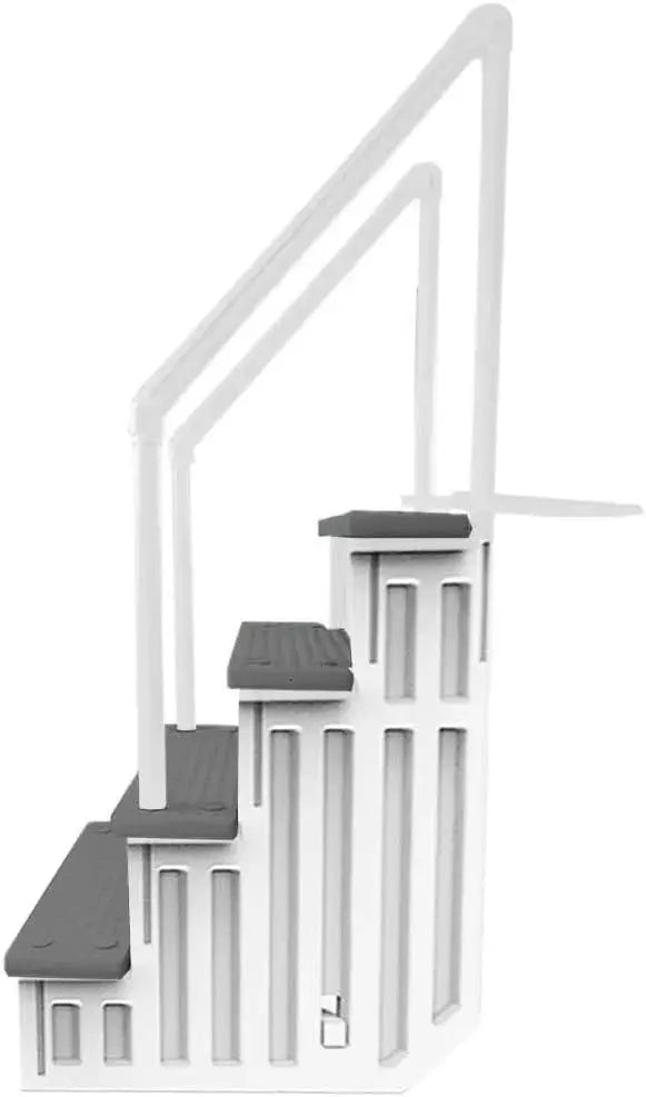 Non-Slip Above-Ground Pool Steps  Gray Aluminum Entry Ladder for Patios (122137 cm Height), 300 lb Capacity