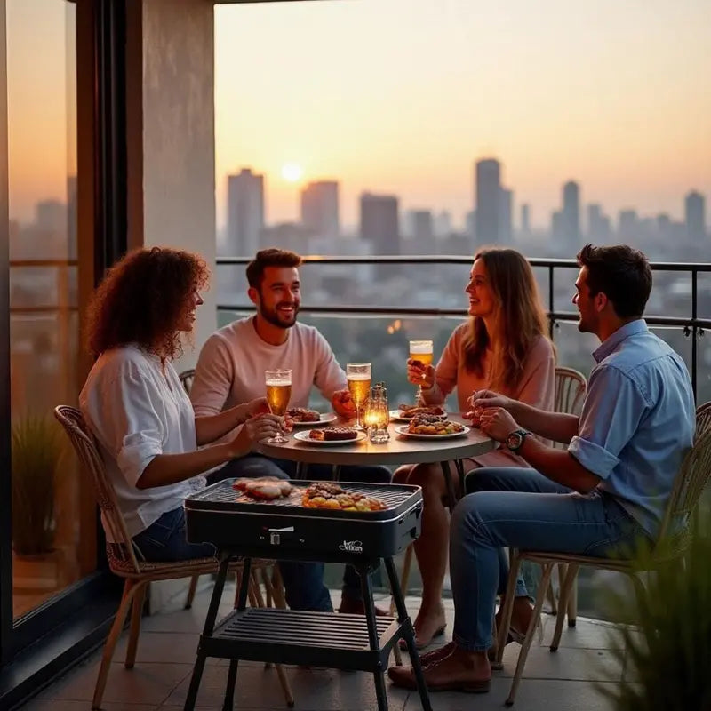 Artestia 1800W Portable Indoor/Outdoor Grill: Temperature-Controlled Smokeless Grill with Removable Stand, Ideal for Balconies, Apartments, and Family BBQs