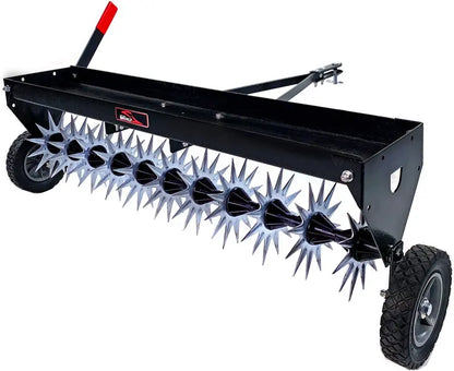 Agri-Fab SAT2-40BH-P 40″ Tow Behind Spike Aerator & 130-Pound Broadcast Spreader, Black