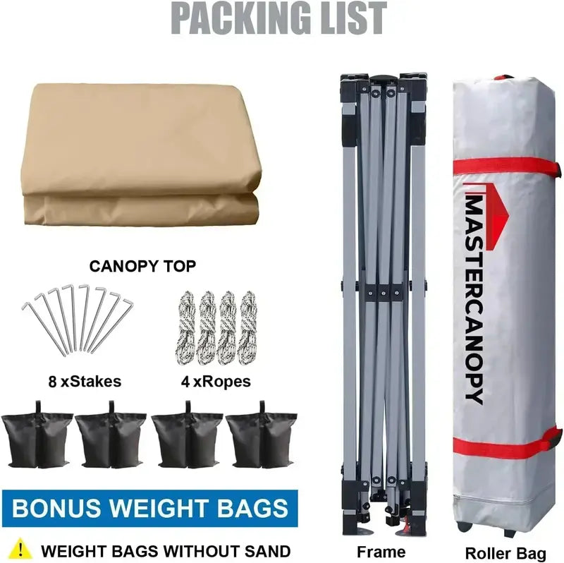 10×10 Black Pop-Up Canopy Tent  Durable Instant Shelter with Roller Bag for Transport