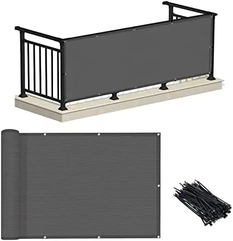 LOVE STORY 3’x10′ Charcoal HDPE Privacy Screen Fence Cover  UV Protection, Weather-Resistant for Deck, Patio, Backyard, Pool, Porch, Railing